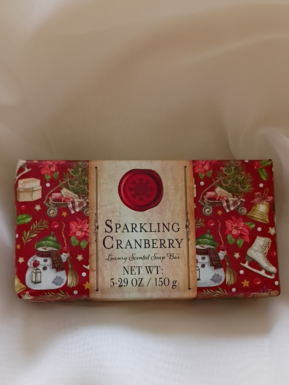 Sparkling Cranberry Luxury Scented Soap Bar - Red